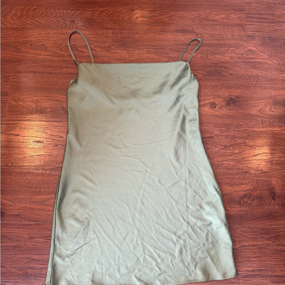 Forever 21 Sage Green Satin Dress